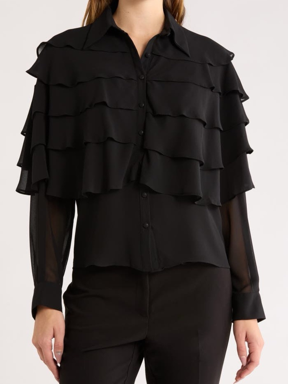 Area Stars Ruffle Long Sleeve Top Size Large - Picture 2 of 9